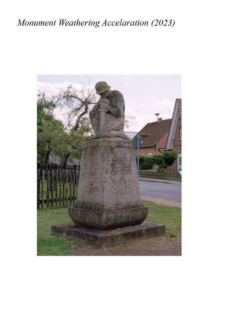 This series was an initial experiment in dealing with obsolete monuments. I imagined accelerating their decay—letting time and nature do what should have already happened. As part of this work, I visited Frankfurt’s Main Cemetery, where there is a designated area for victims of World War II. I collected seeds from plants growing around the graves or from trees whose seeds had fallen onto them. Then, I traveled over 300 kilometers to a small town where a monument still stands in literal honor of the Nazi military. I mixed the seeds with soil and filled the cracks and crevices of the monument with this seed-infused earth. I carried out similar interventions on multiple monuments. When I returned to one of them months later, small plants had begun sprouting from its cracks. Editing note: Today I think a large hammer is just the better option.