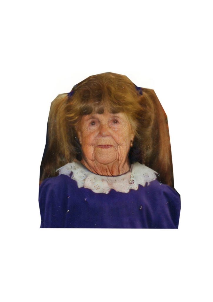 These are cut out portraits of my kindergarden group (from the time I went to kindergarden) repeadedly put through an AI aging filter.